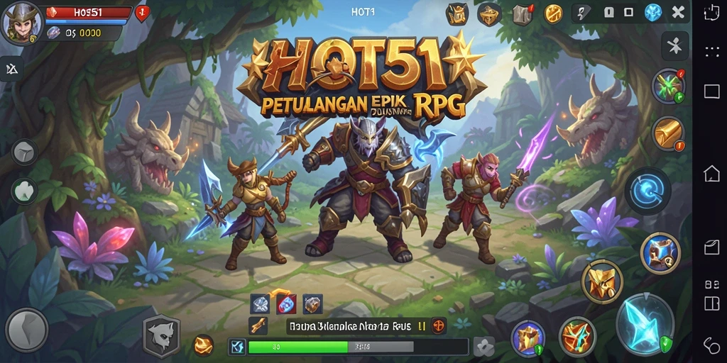 Screenshot gameplay HOT51 yang menampilkan pertempuran seru di dunia RPG.