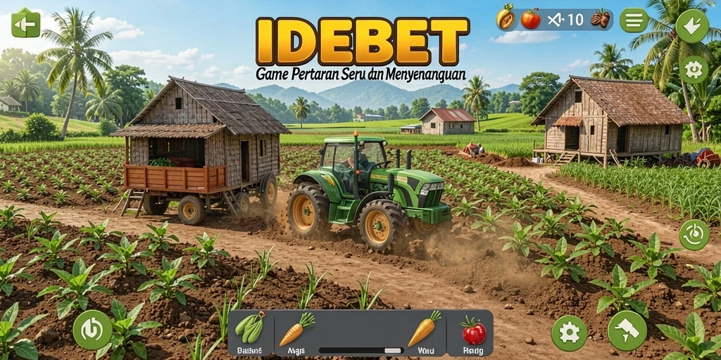 Screenshot gameplay <strong>IDEBET</strong> menampilkan petani yang sedang merawat tanaman.