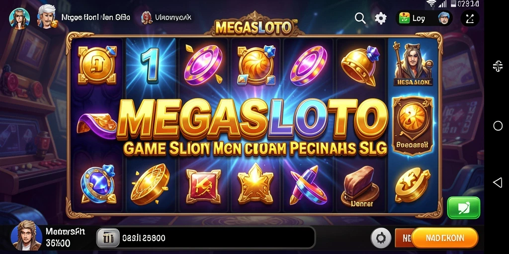 Tampilan gameplay MEGASLOTO yang menegangkan dan seru.