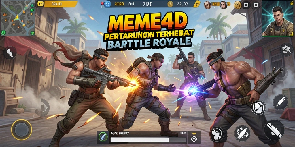 Screenshot gameplay MEME4D yang menampilkan aksi penuh ketegangan dalam Battle Royale.