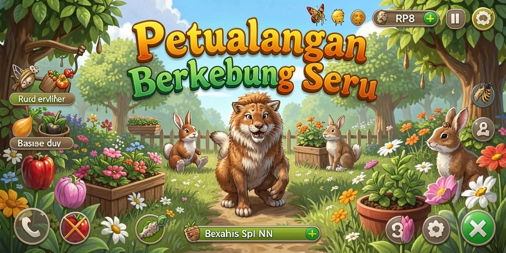Tampilan gameplay RP8 menampilkan ladang yang indah dan aktivitas bertani.