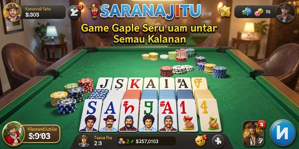 Tampilan menarik dari gameplay SARANAJITU dengan banyak aksi Gaple.