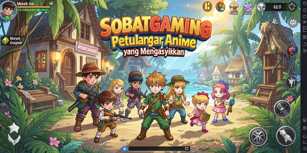 Screenshot gameplay SOBATGAMING menampilkan karakter anime dalam aksi seru.